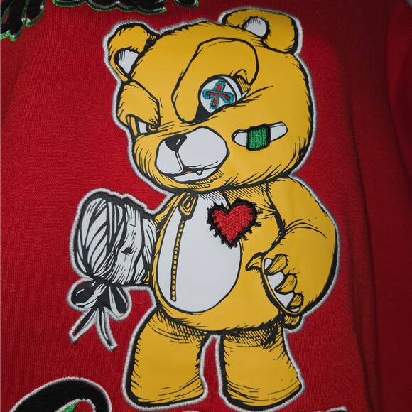 Bleeker & Mercer Mens Medium Pullover Sweatshirt Red Hood Grown Bear Streetwear - Picture 3 of 11